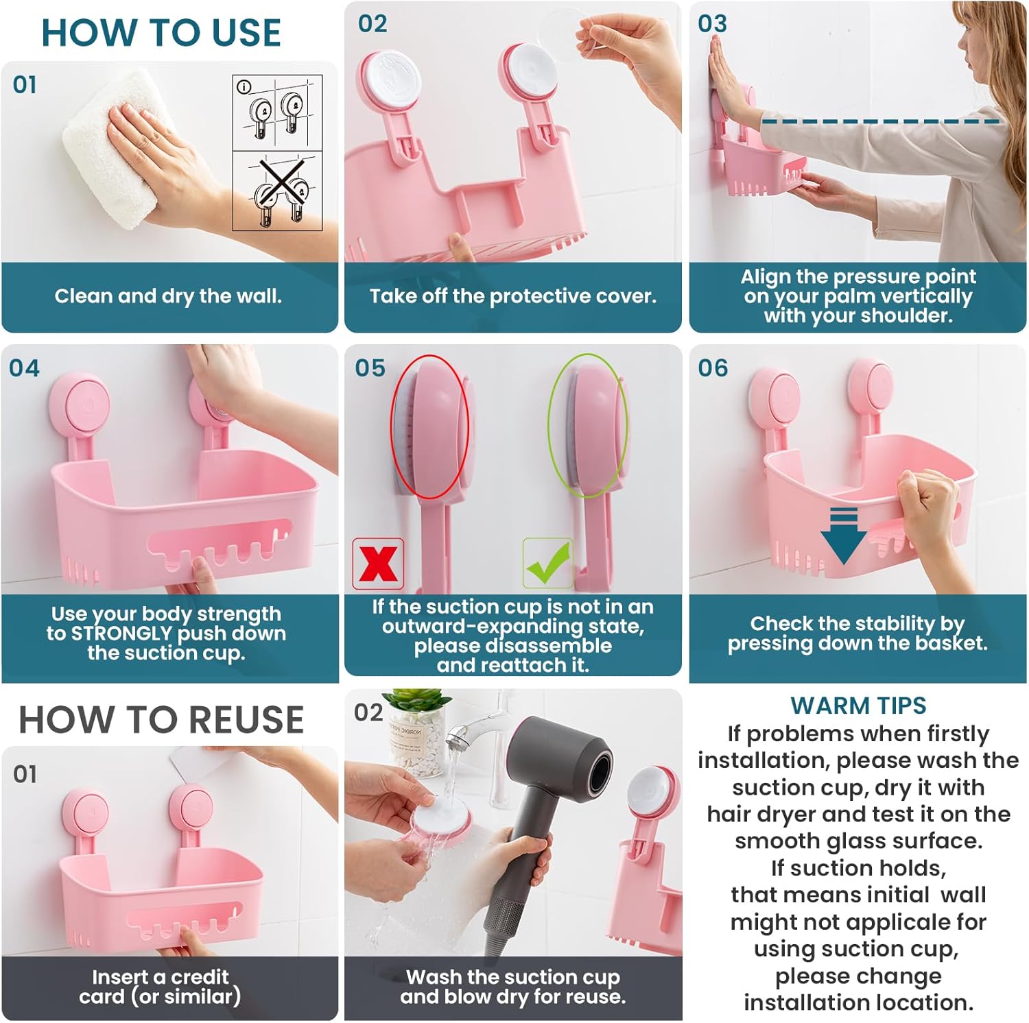 Multipurpose Suction Cup Shower Organizer
