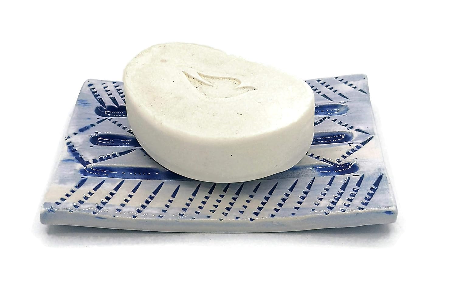 Handpainted Textured Ceramic Soap Dish Holder