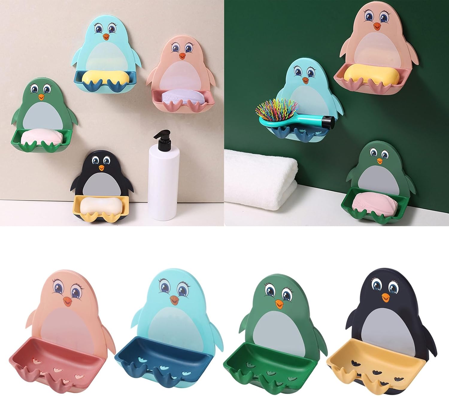 Wall Mounted Penguins Soap Box Decorative Organizer 1