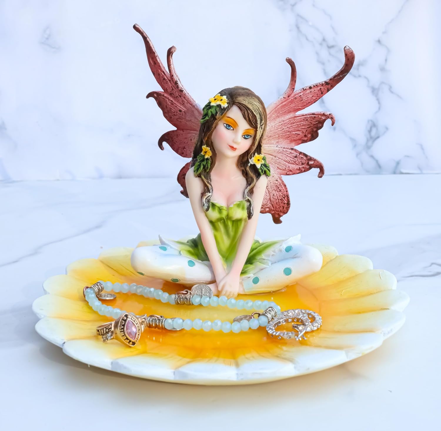Sunflower Fairy Soap Dish Figurine by Ebros Gift