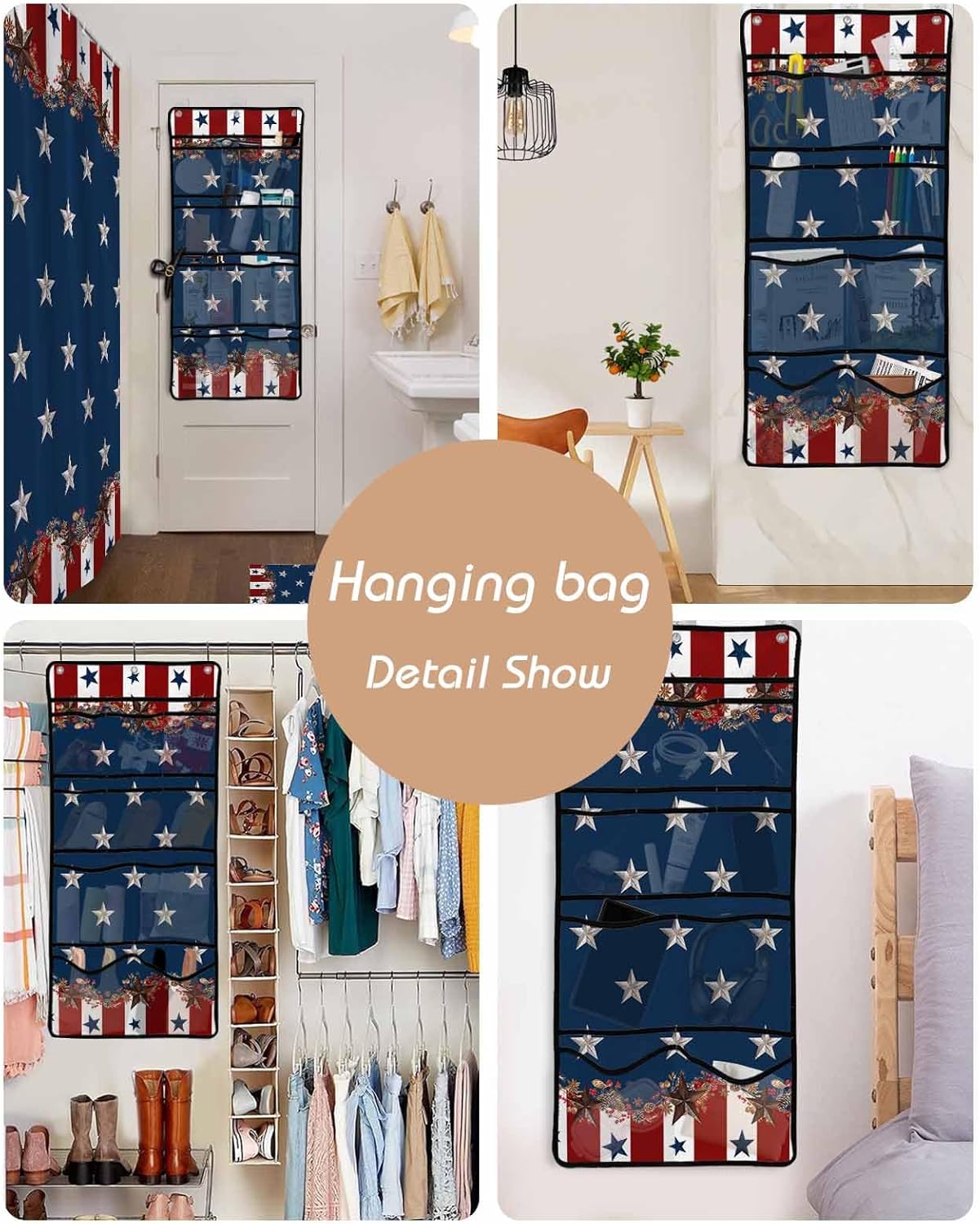 ZFUNCING Country Star Mesh Showing Organizer Set Waterproof and Easy to Install