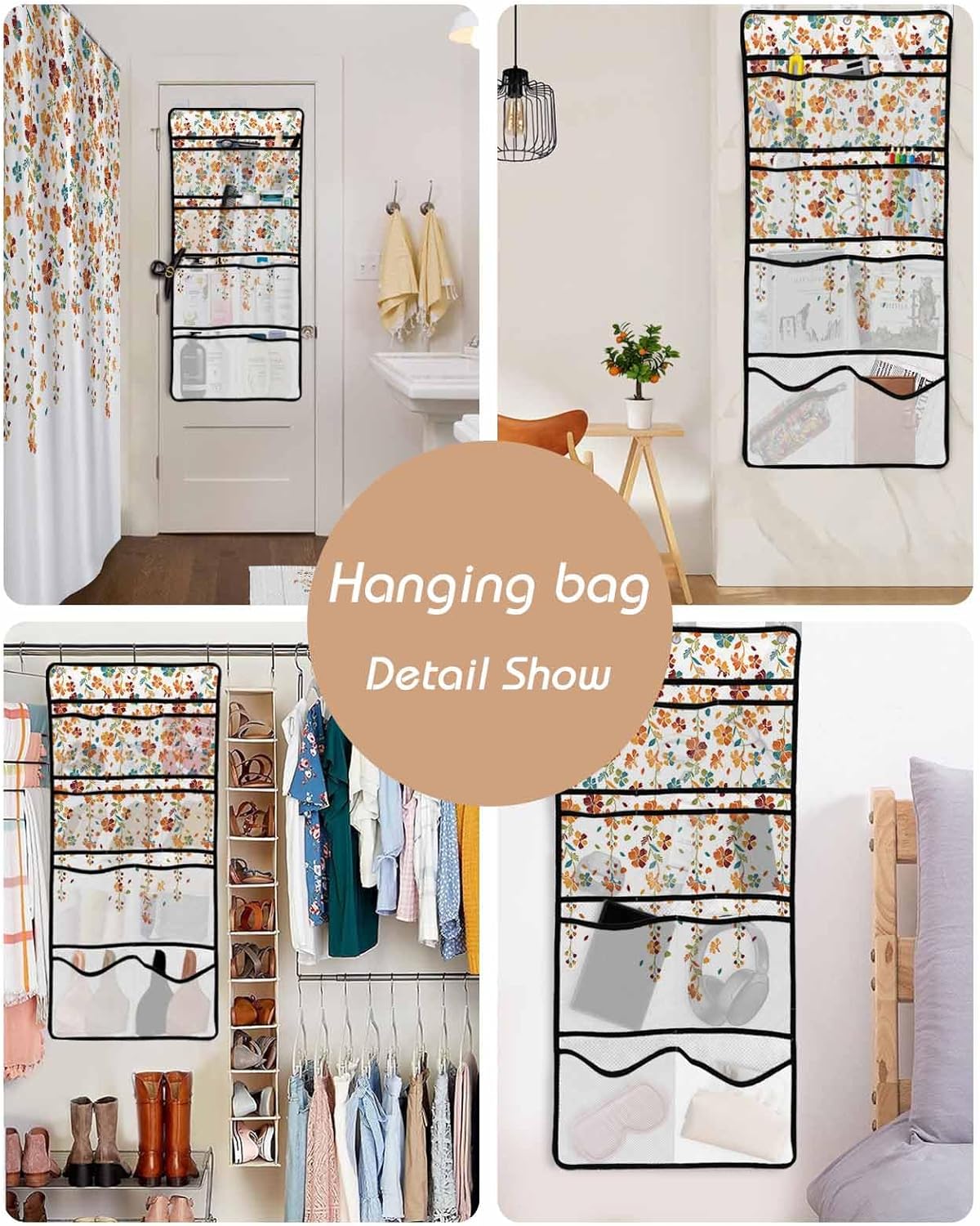 Sleek Mesh Organizer in Botanical Floral Design