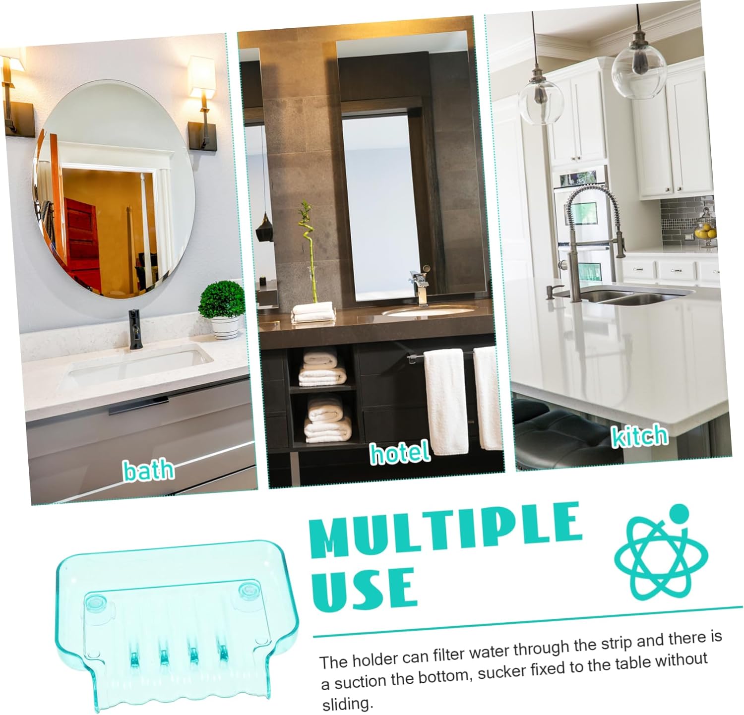 Green Metal Soap Holder with Suction Cup Safe Durable