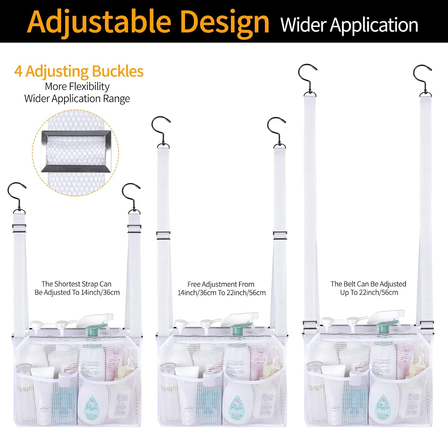 4 Storage Pockets Adjustable Mesh Bathroom Bag