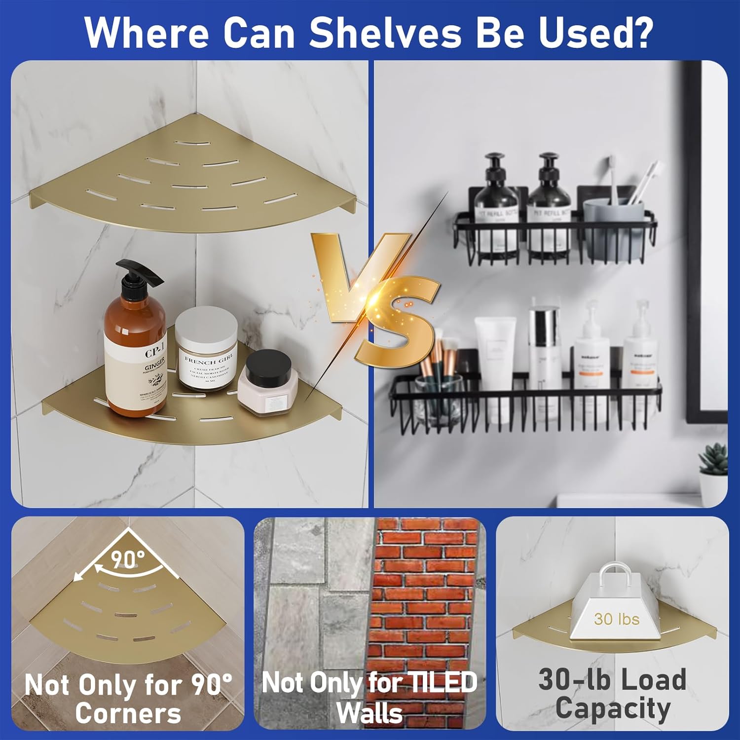2 Pack Corner Shower Shelves