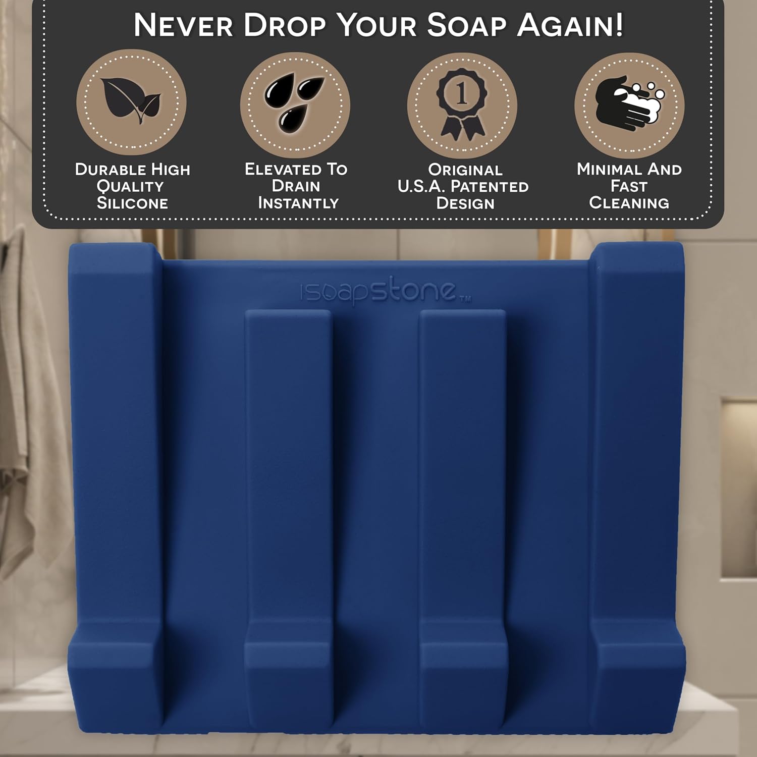 Soapstone Self-DRAINING Soap Dish