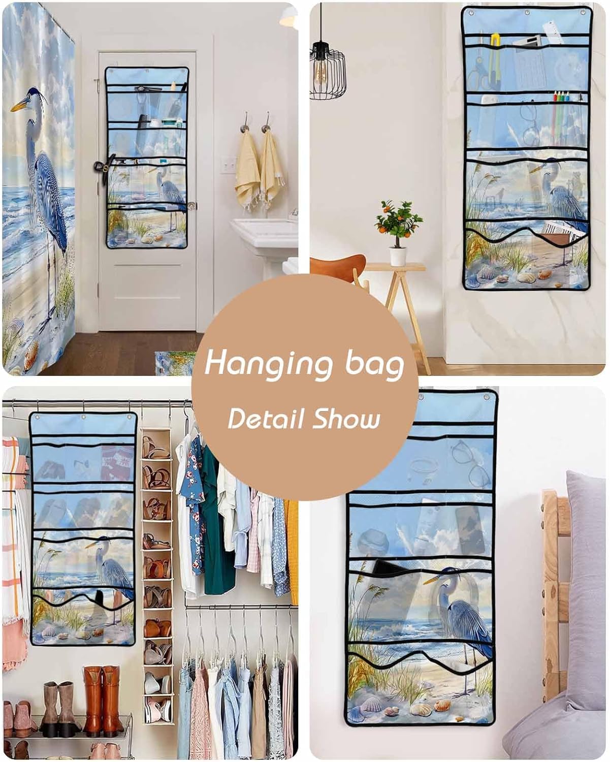 Waterproof Mesh Shower Caddy with 10 Pockets Easy to Hang Style Bathroom Organizer