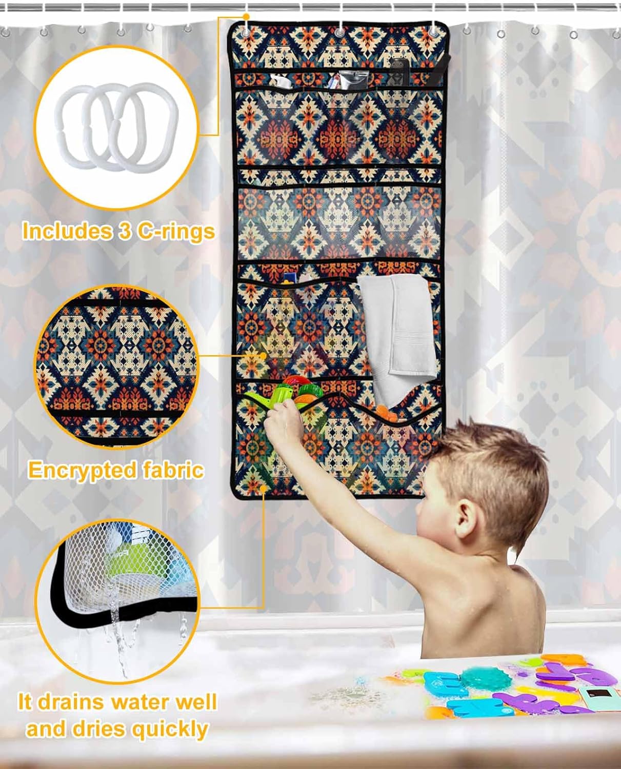 ZFUNCING Retro Mesh Shower Organizer with Tribe