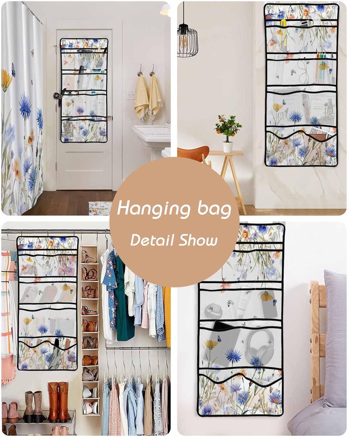 ZFUNCING Mesh Shower Organizer with 10 Pockets Waterproof Stylish for Bathroom