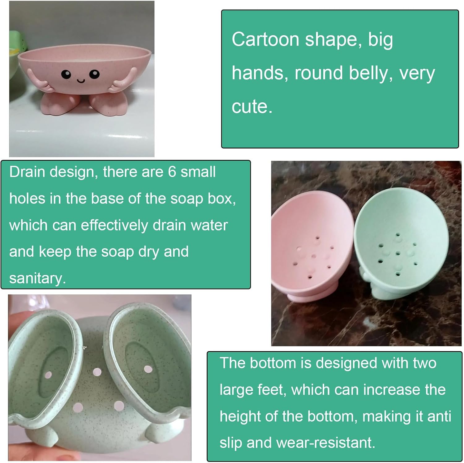NentMent 2 Pack Cartoon Panda Soap Dish