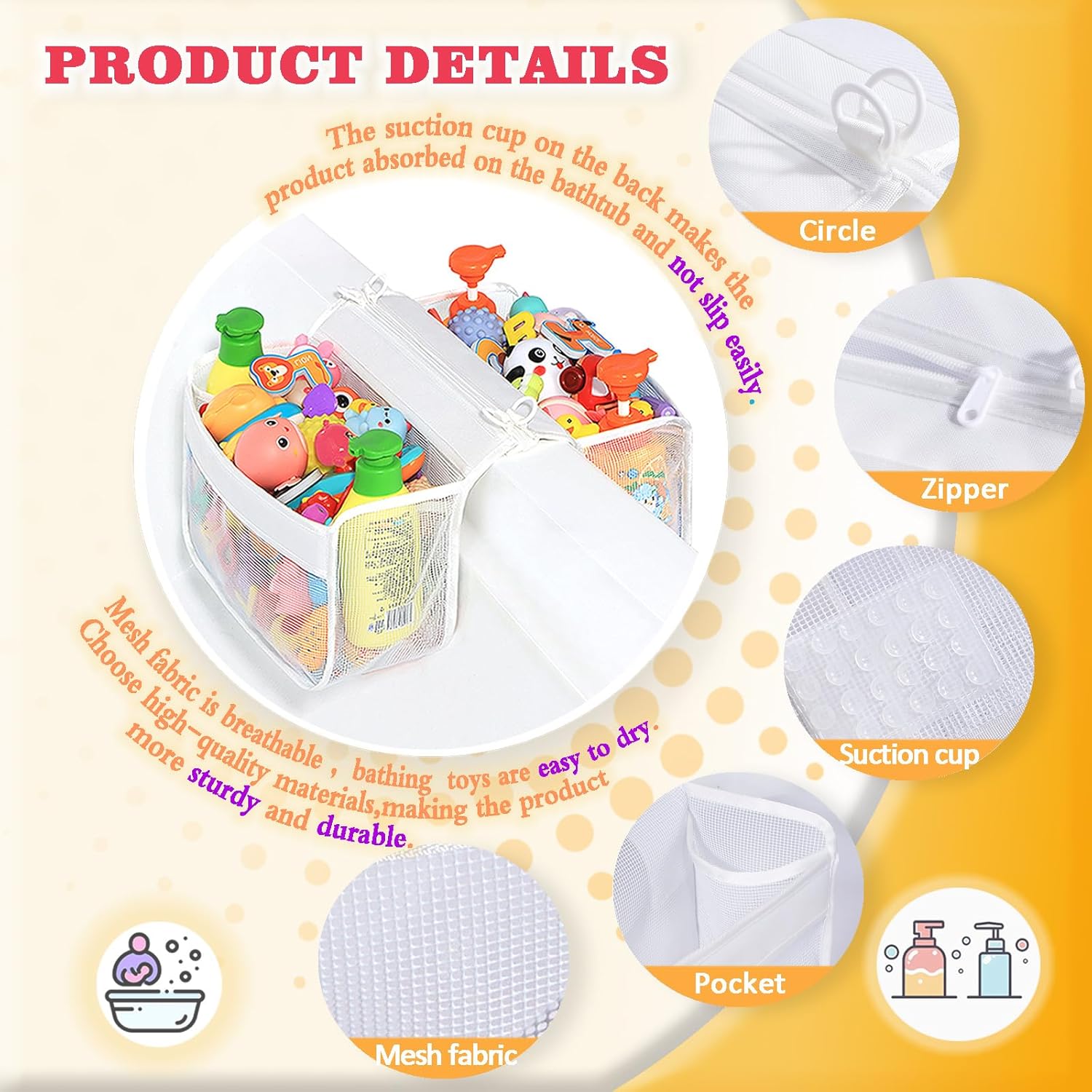 Multi-Use Bath Toy Organizer - Corner Wall Mount