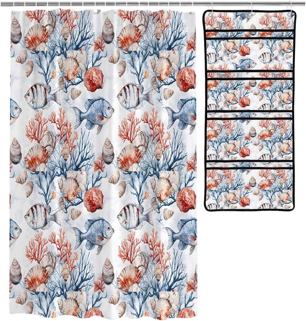 Shower Curtain Organizer Set - Waterproof Mesh Perfect For Bathroom Storage