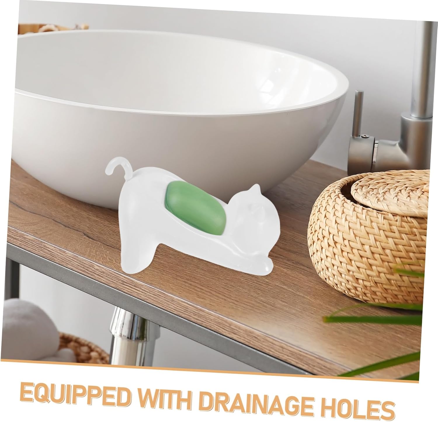 SKISUNO Cute Cat-Themed Self-Draining Soap Dish