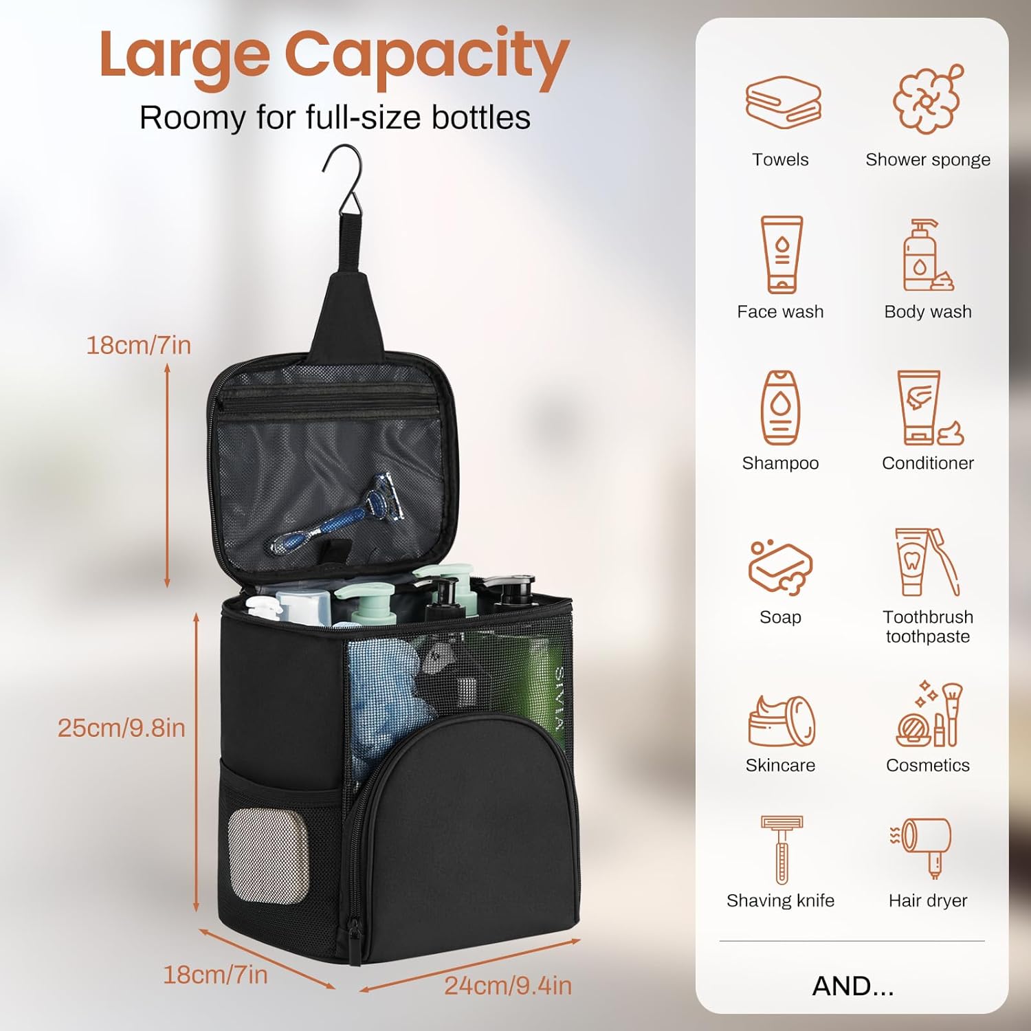 KUSOOFAShower Caddy ToteQuick Dry shower BagPortableCollege Students Use