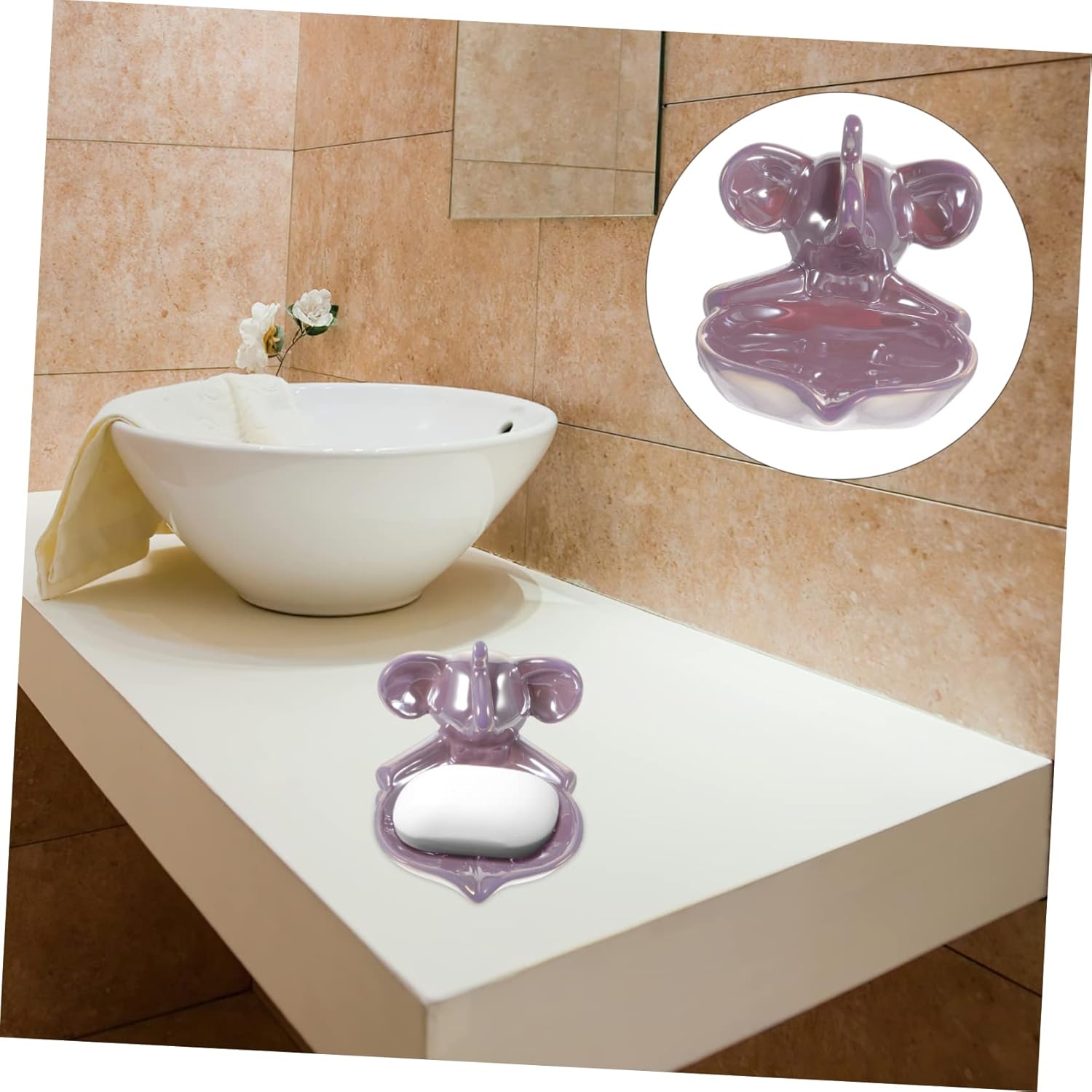 Adorable Ceramic Elephant Dish Self Draining Home Kitchen Bathroom Kitchen Accessory