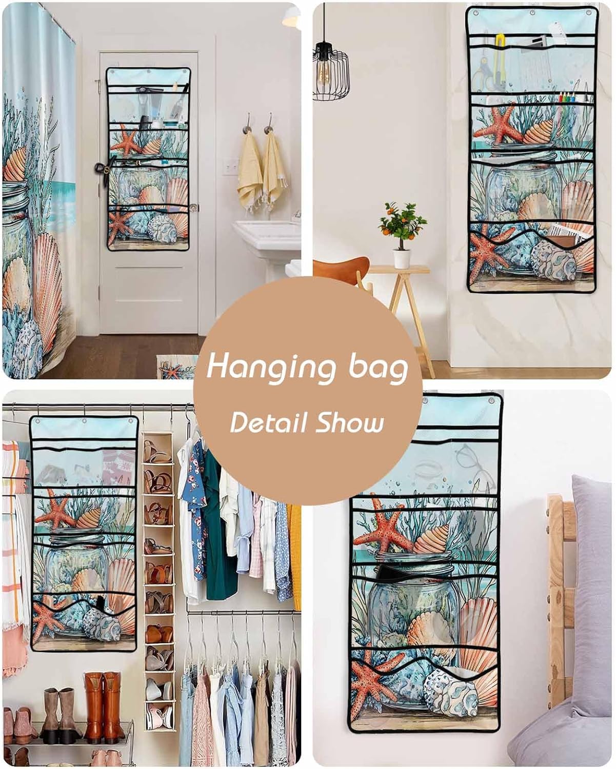 Easy Install Mesh Shower Organizer Waterproof 10-Pocket caddies