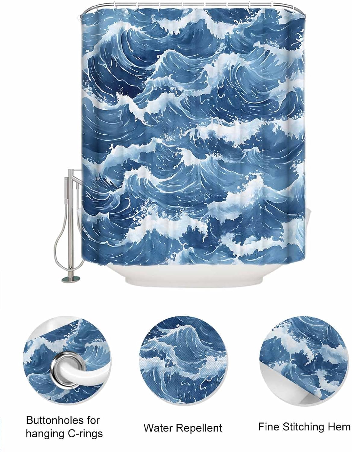 ZFUNCING Abstract Blue Meshed Bath Room Organizer Set 10 Pockets