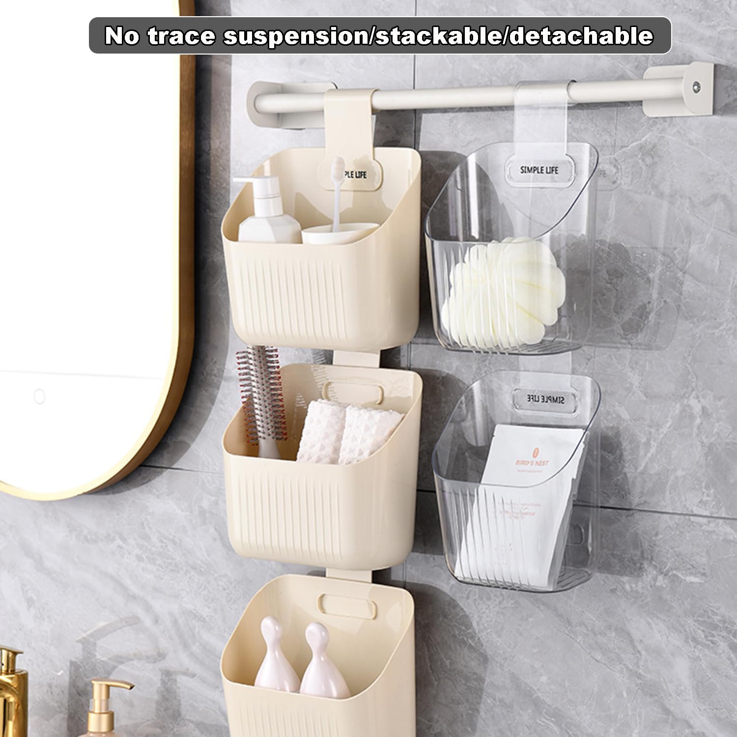 3-Piece Hanging Shower Basket Caddy Portable Wall Storage Organizer