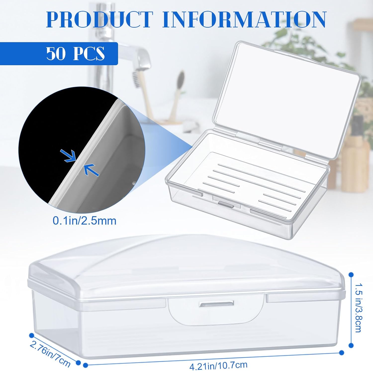 50 Pcs Bulk Plastic Soap Boxes with Lid Portable Travel Set