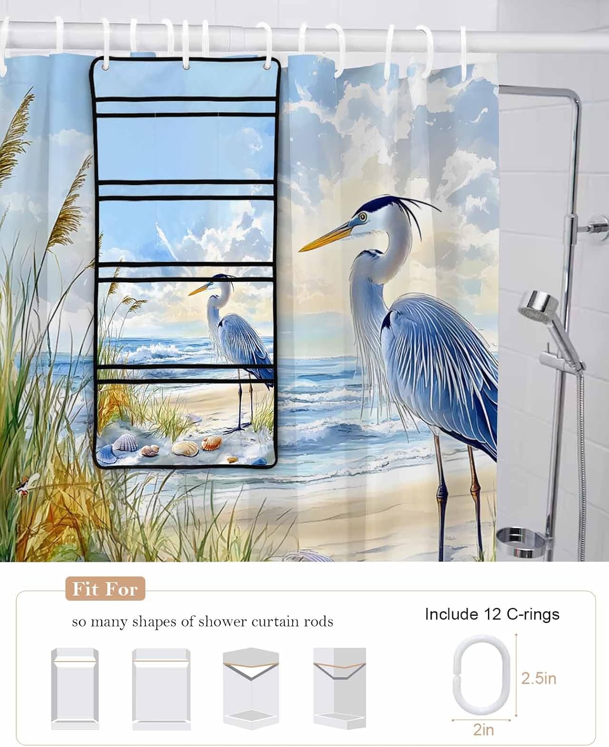 Waterproof Mesh Shower Caddy with 10 Pockets Easy to Hang Style Bathroom Organizer