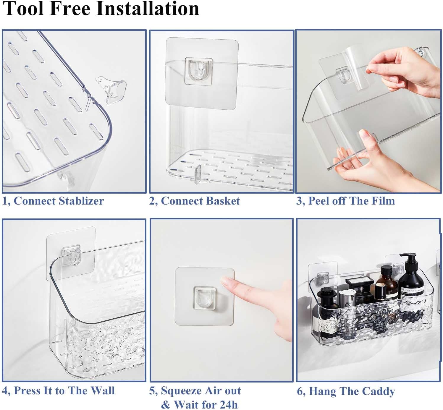 Eunion Adhesive Shower Caddy - Durable Organizer for Bath Bathtub
