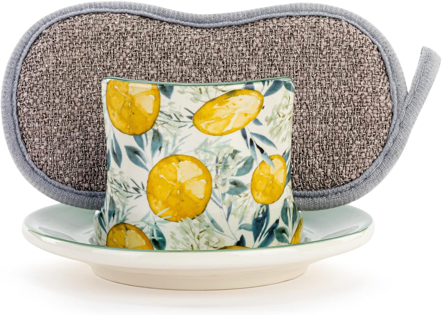 Perfect Lemon Pattern Partnered with Sponge Dish for Clean Living