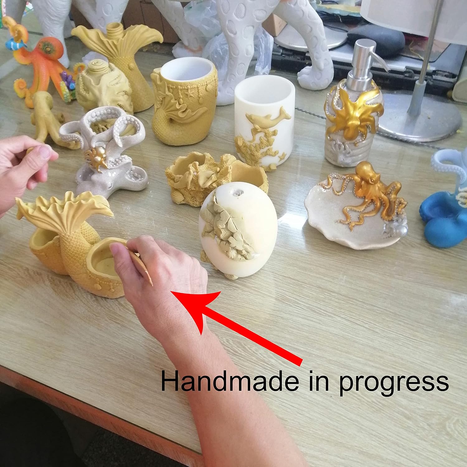 Resin Octopus Mother and Baby Soap Dish Beach