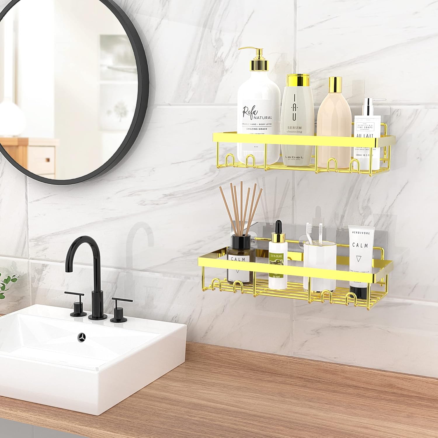 Sturdy Metal Non-Marking Adhesive shower caddy