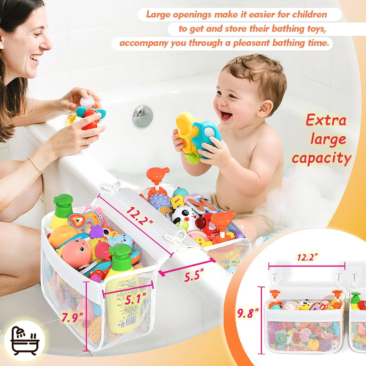 Multi-Use Bath Toy Organizer - Corner Wall Mount