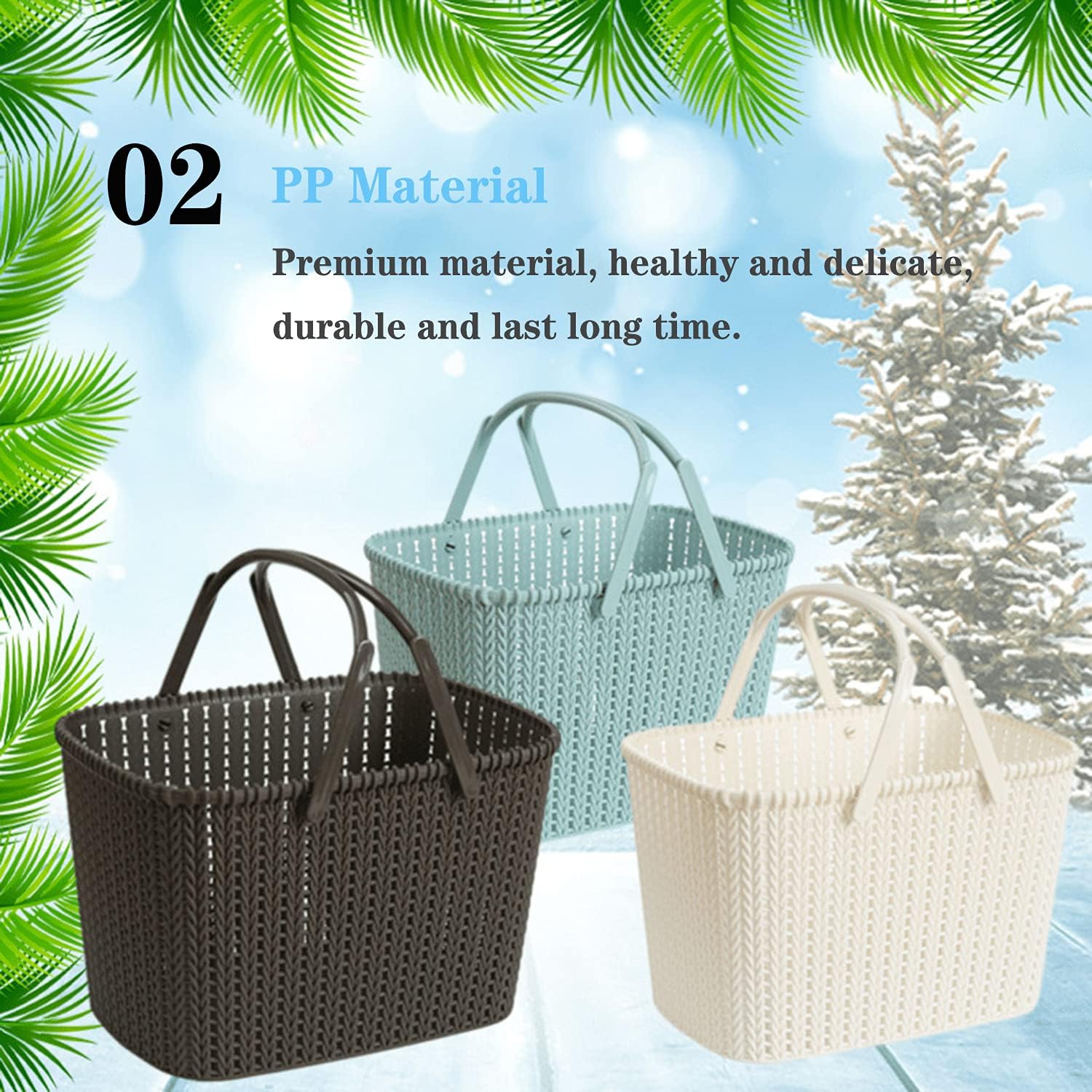 HOUZHeng Portable Rattan Shower Caddy with Dual Handles