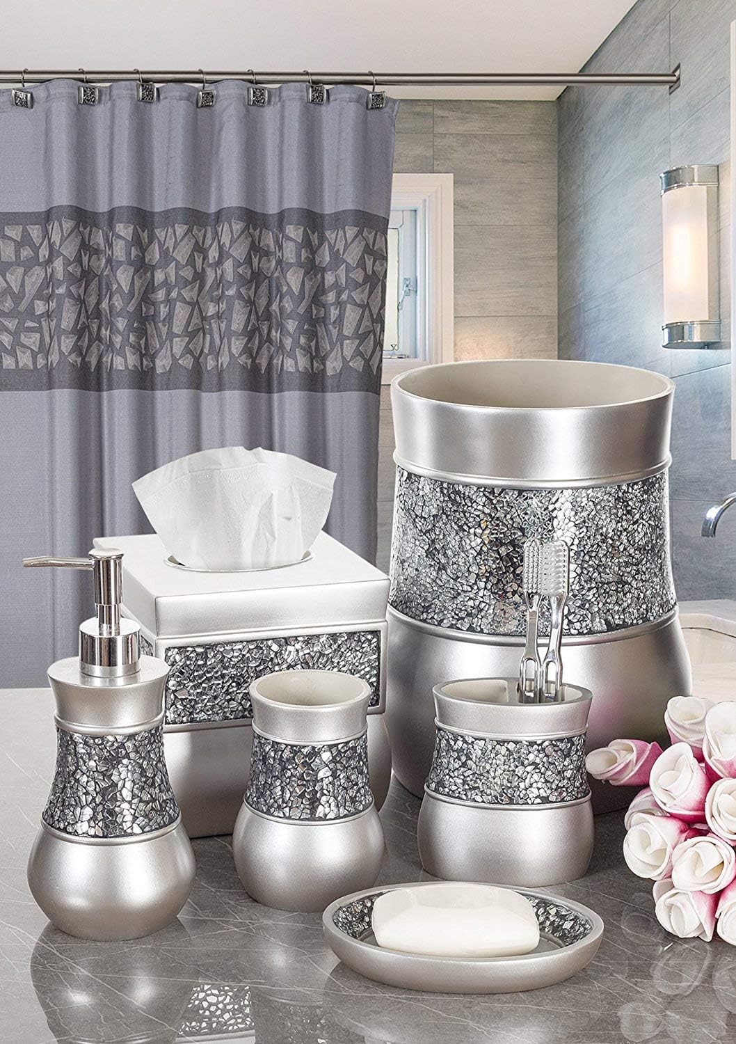 Crackled Glass Soap Dish for Bathroom Decor