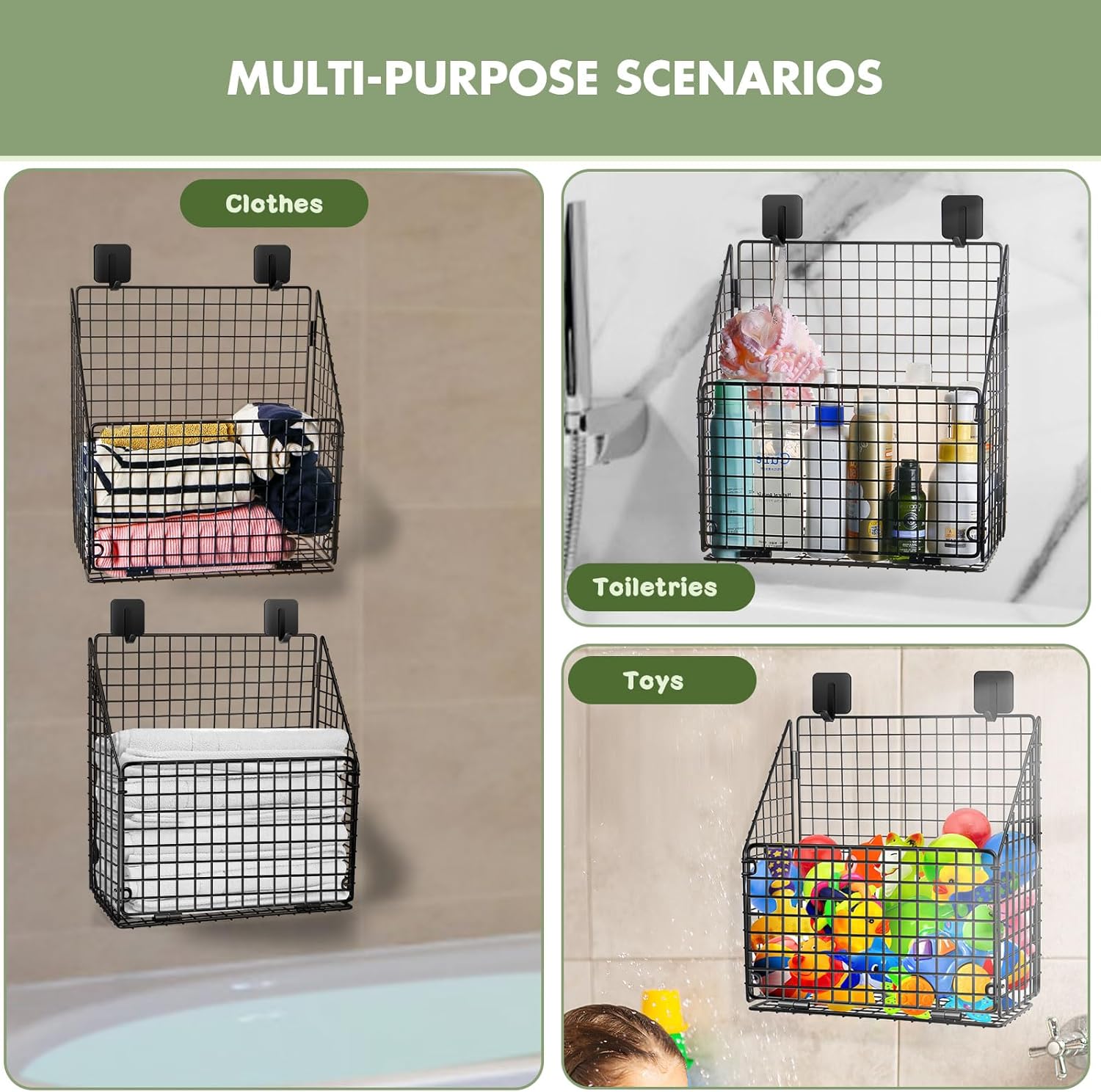 Greentainer Foldable Bath Toy Storage Basket