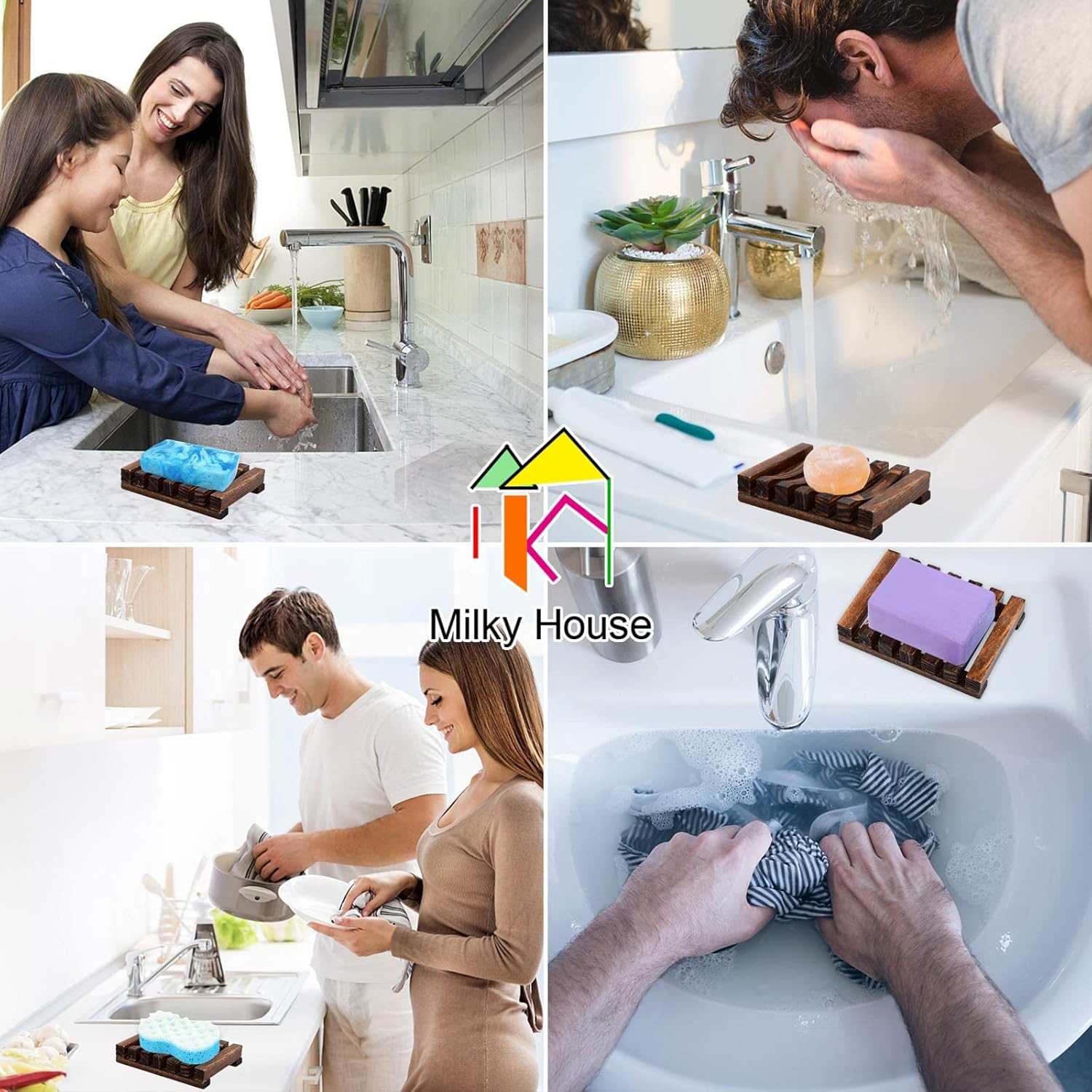 4-Piece Bamboo Soap Holder for Babies