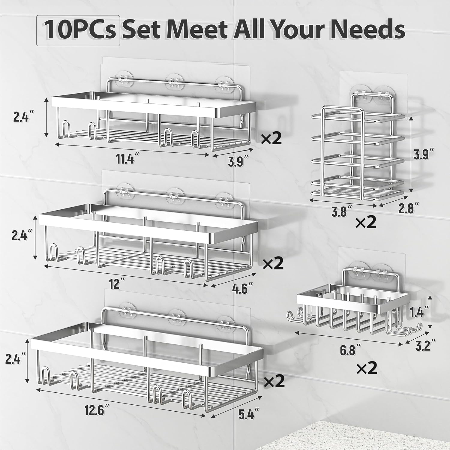 Organizing Shower Bench 10 Pack rustproof stainless steel