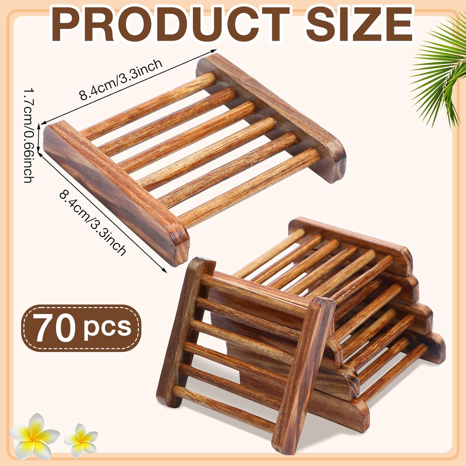 70-Piece Bamboo Wooden Soap Disk Organizer