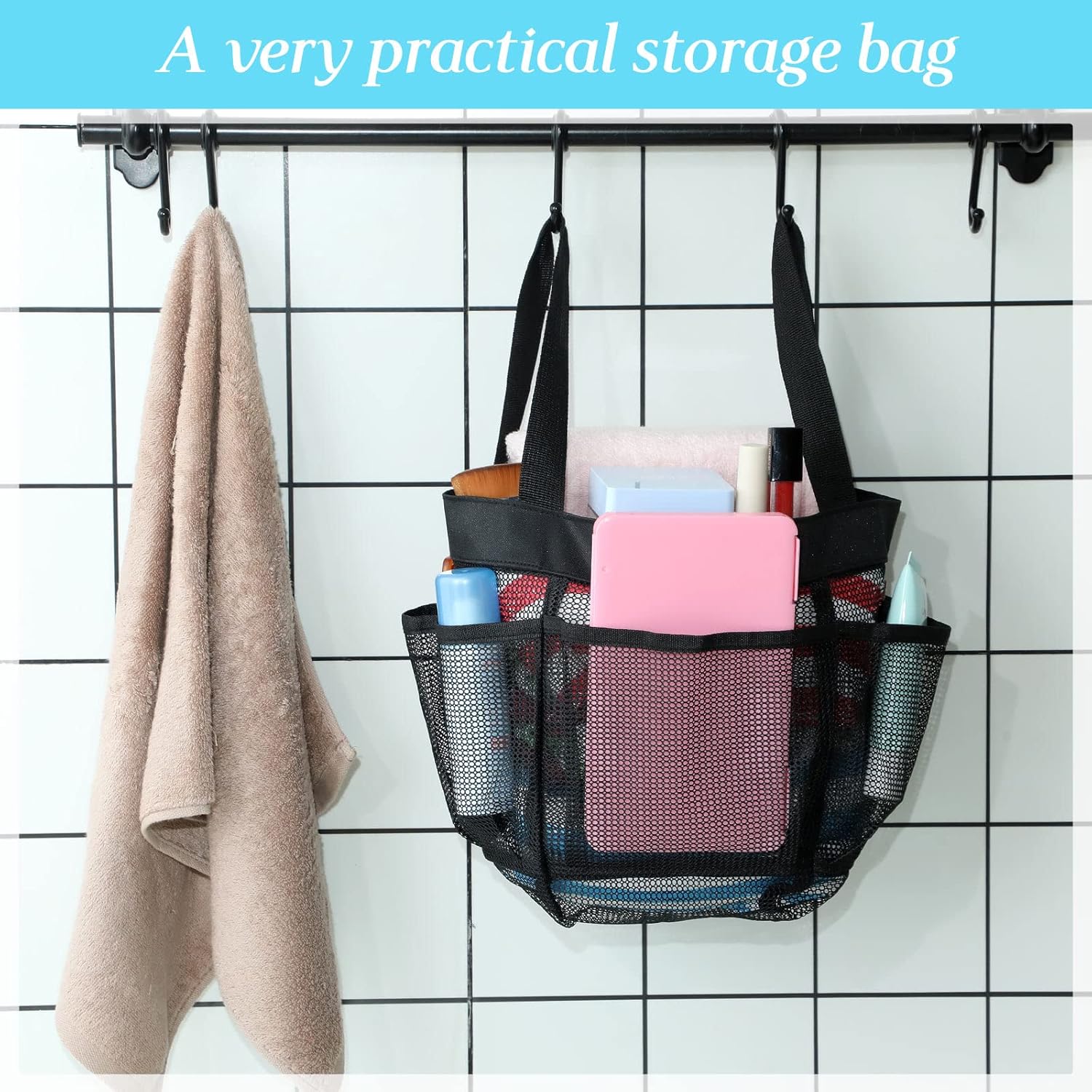 Hillban 4-Piece Mesh Shower Caddy Portable Durable