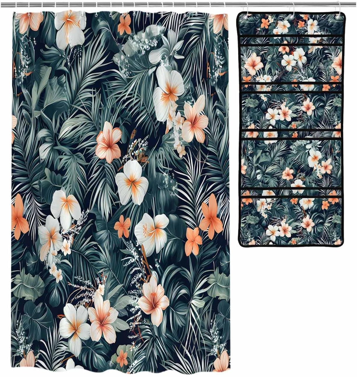 ZFUNCING Mesh Shower Organizer Set Tropical Pastoral Floral