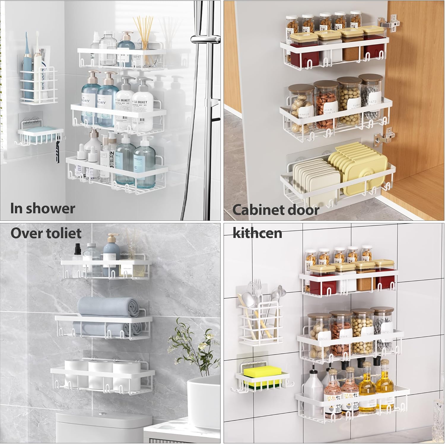 10-Piece Rustproof Stainless Steel Shower Caddy Organizer for Inside Bath