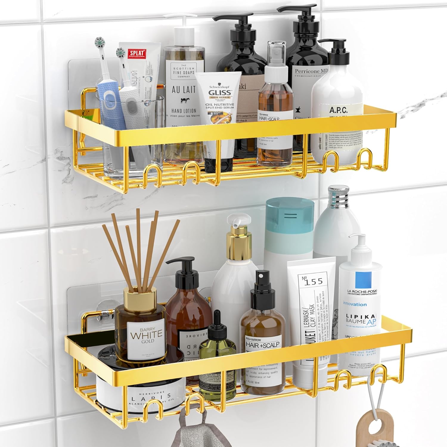Sturdy Metal Non-Marking Adhesive shower caddy