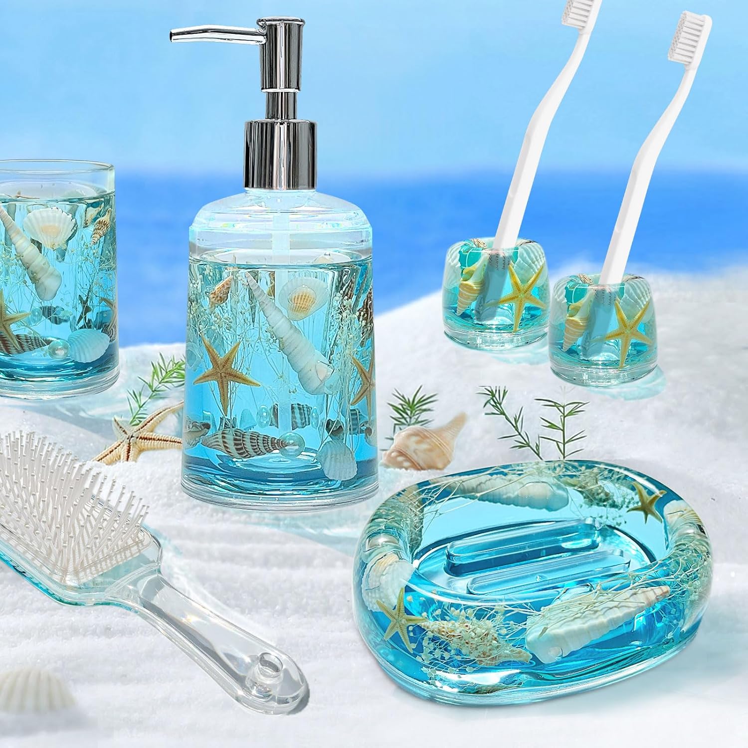 FONMY Acrylic Soap Dish with Nature Seashell Design