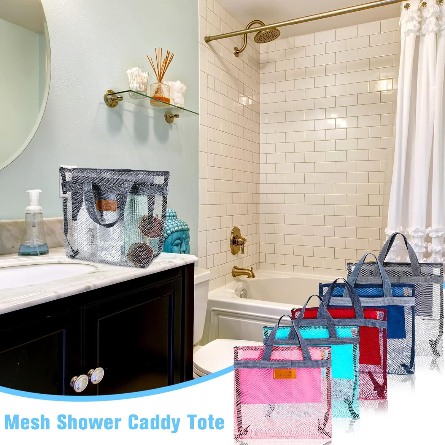 Tudomro 10 Piece Mesh Shower Caddy Tote Bag