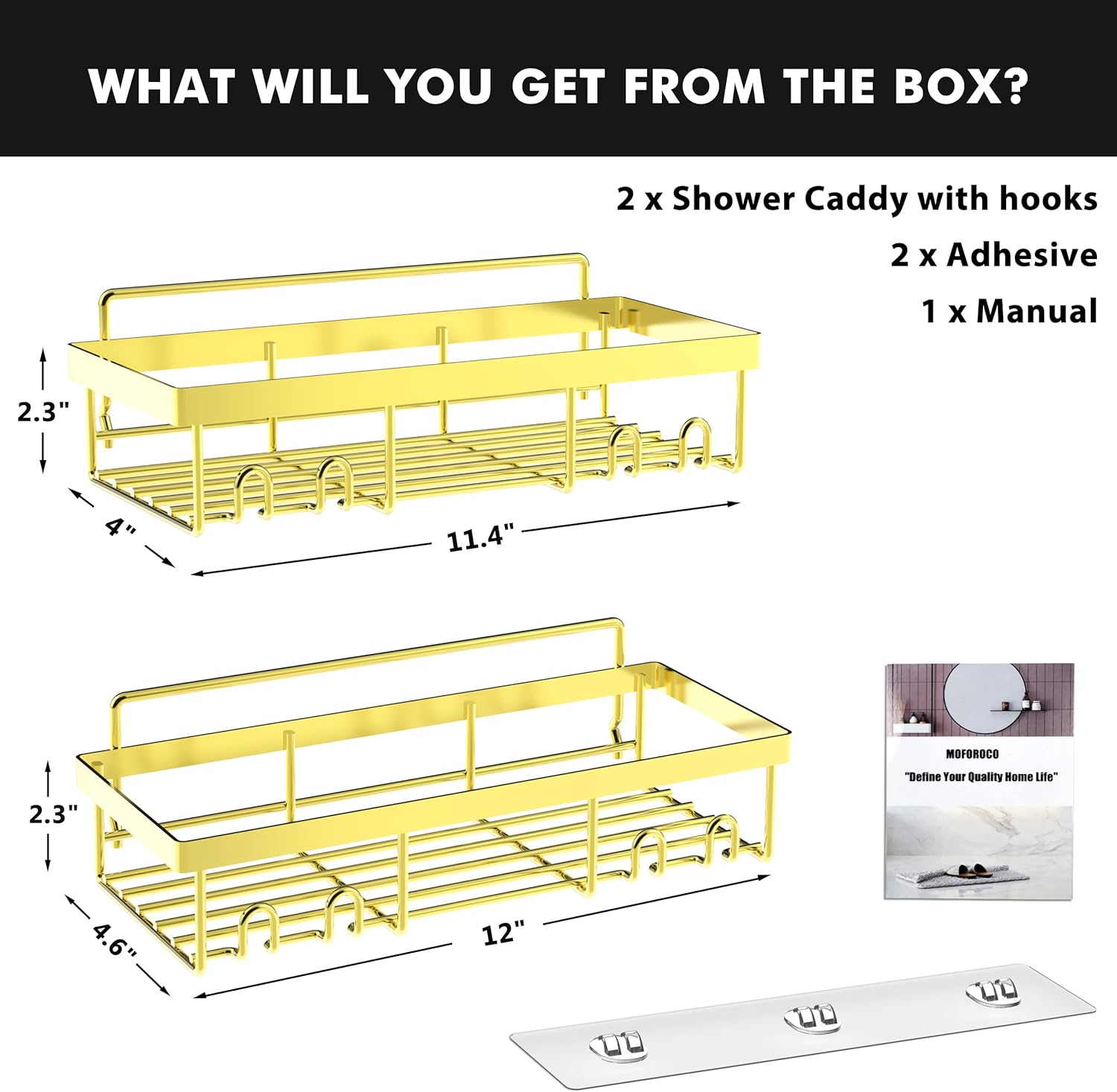 Sturdy Metal Non-Marking Adhesive shower caddy