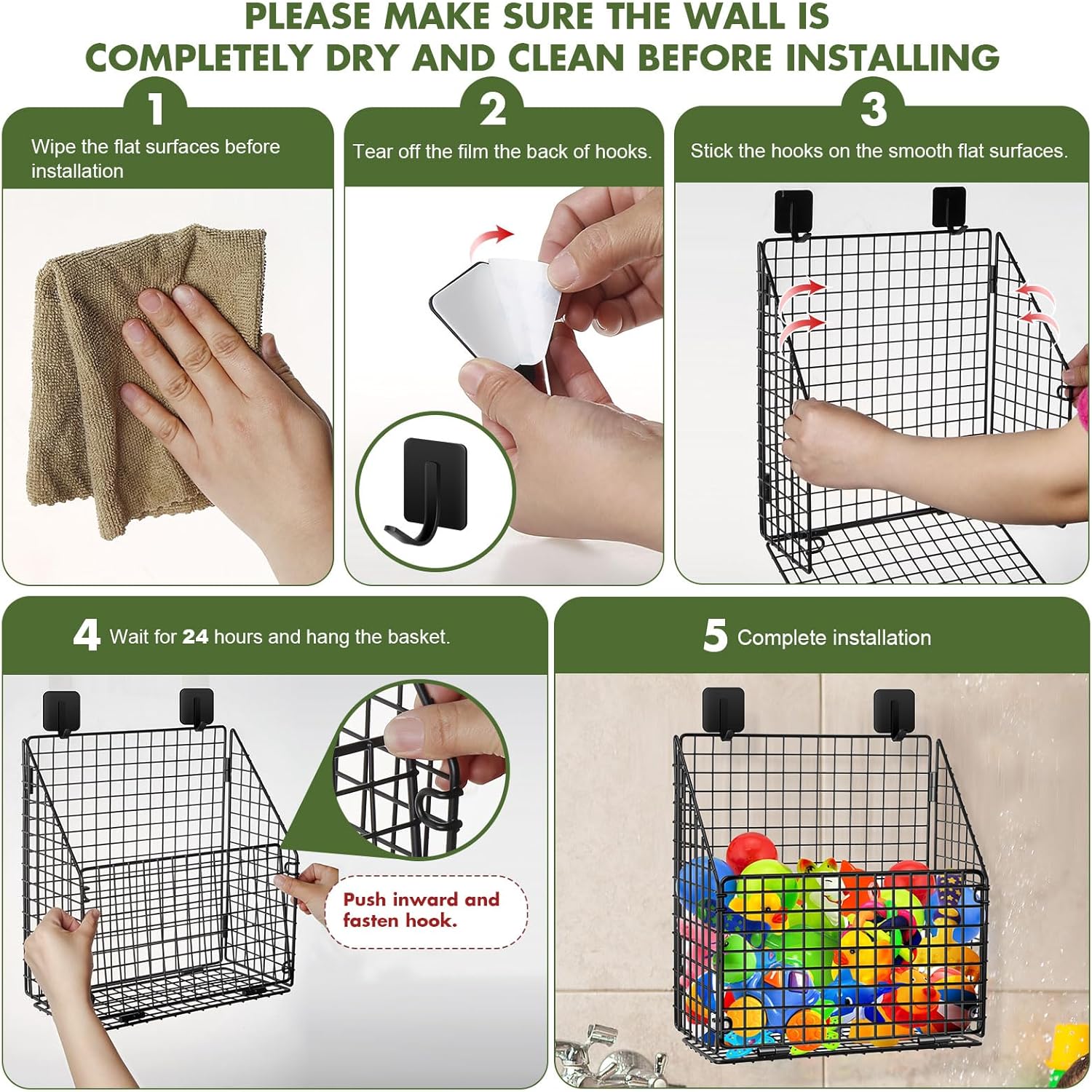 Greentainer Foldable Bath Toy Storage Basket