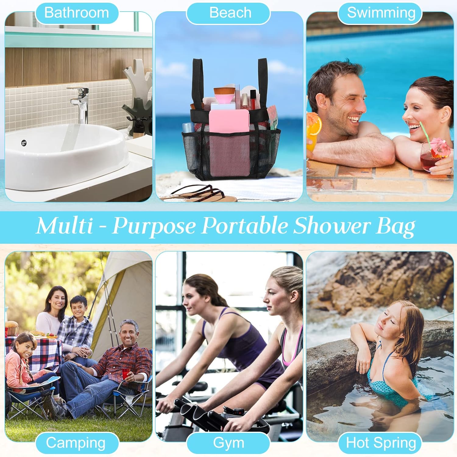 Hillban 4-Piece Mesh Shower Caddy Portable Durable