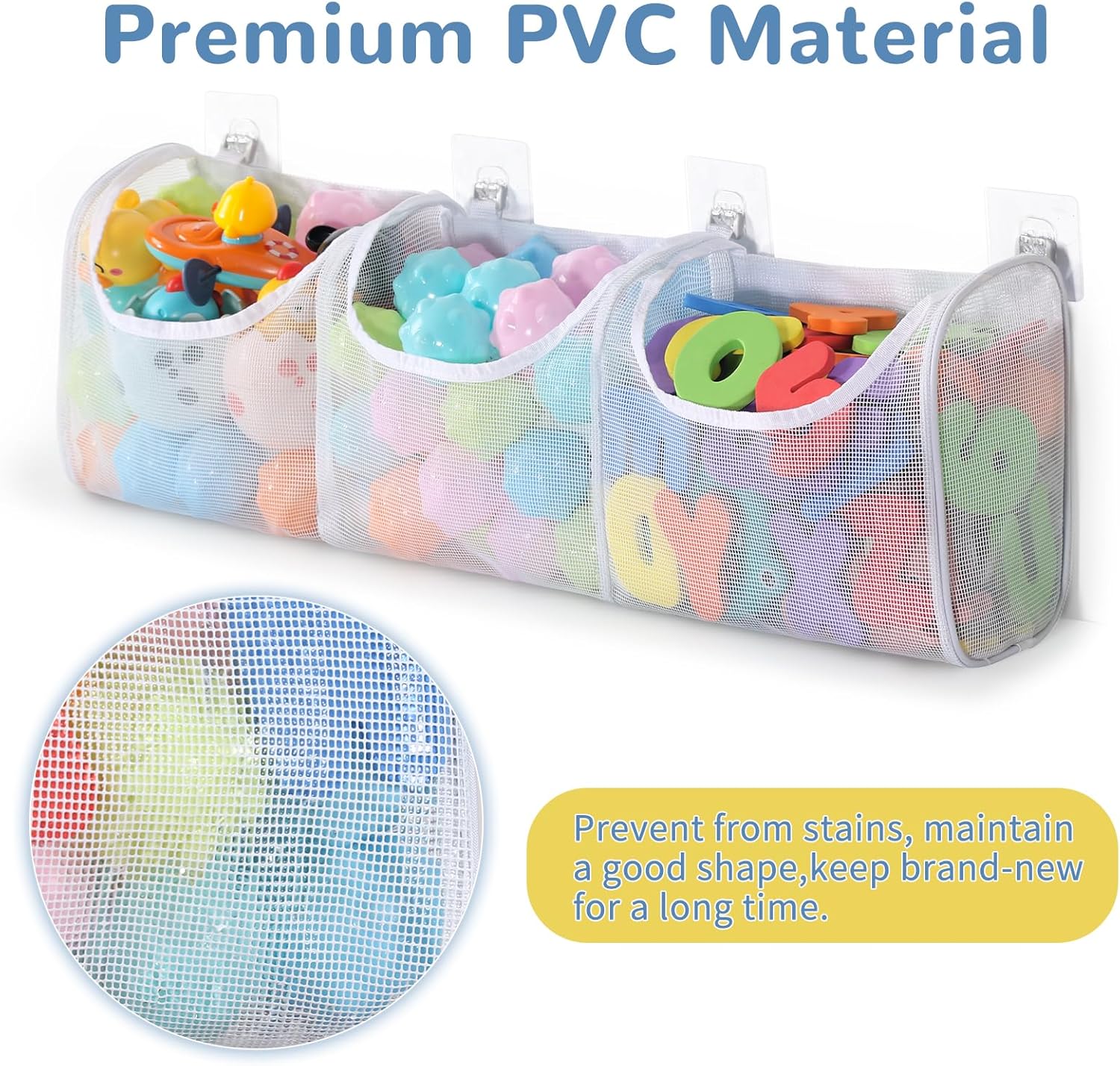 DOCMON Bath Toy Storage with 3 Compartments