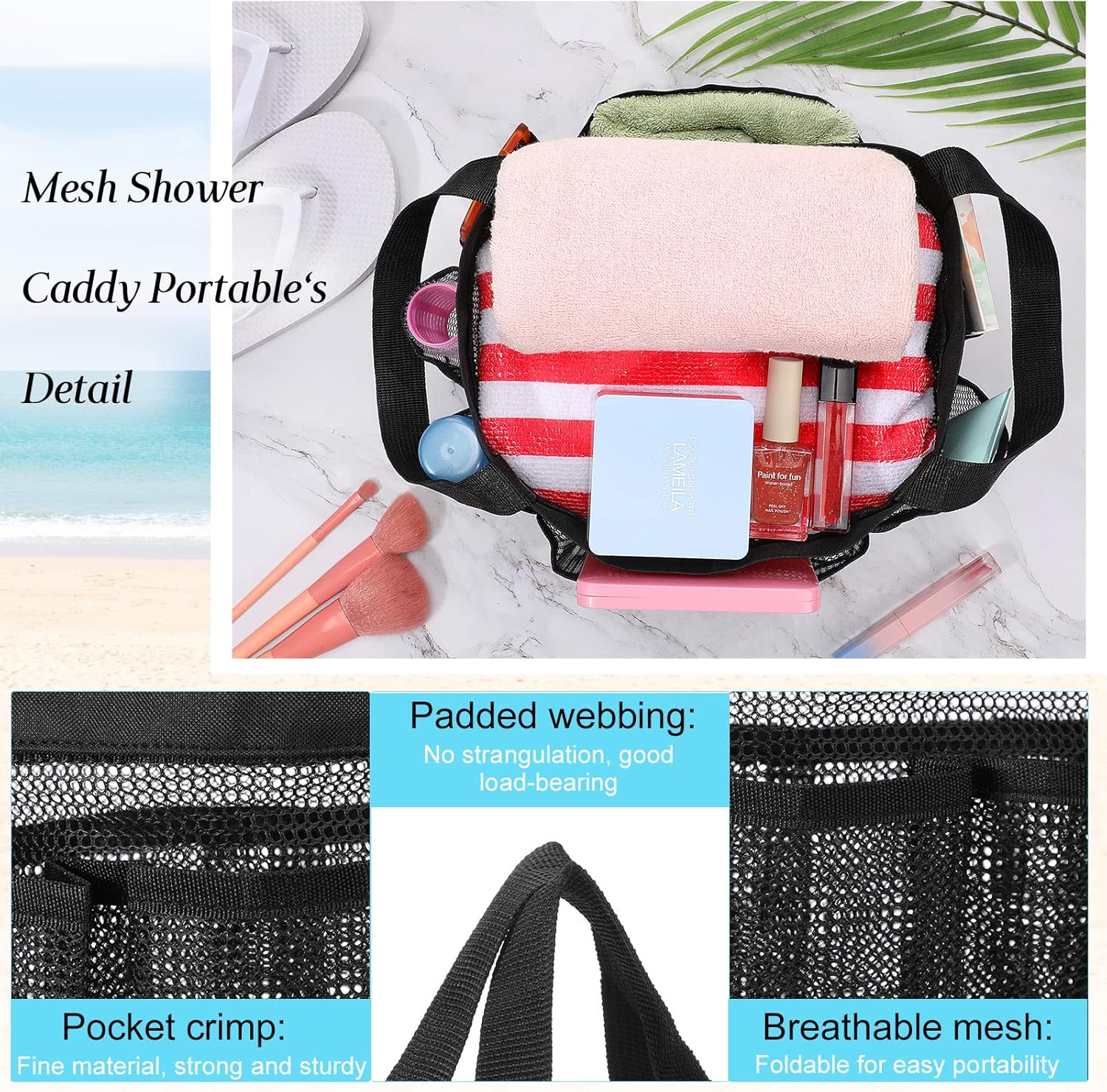 Hillban 4-Piece Mesh Shower Caddy Portable Durable
