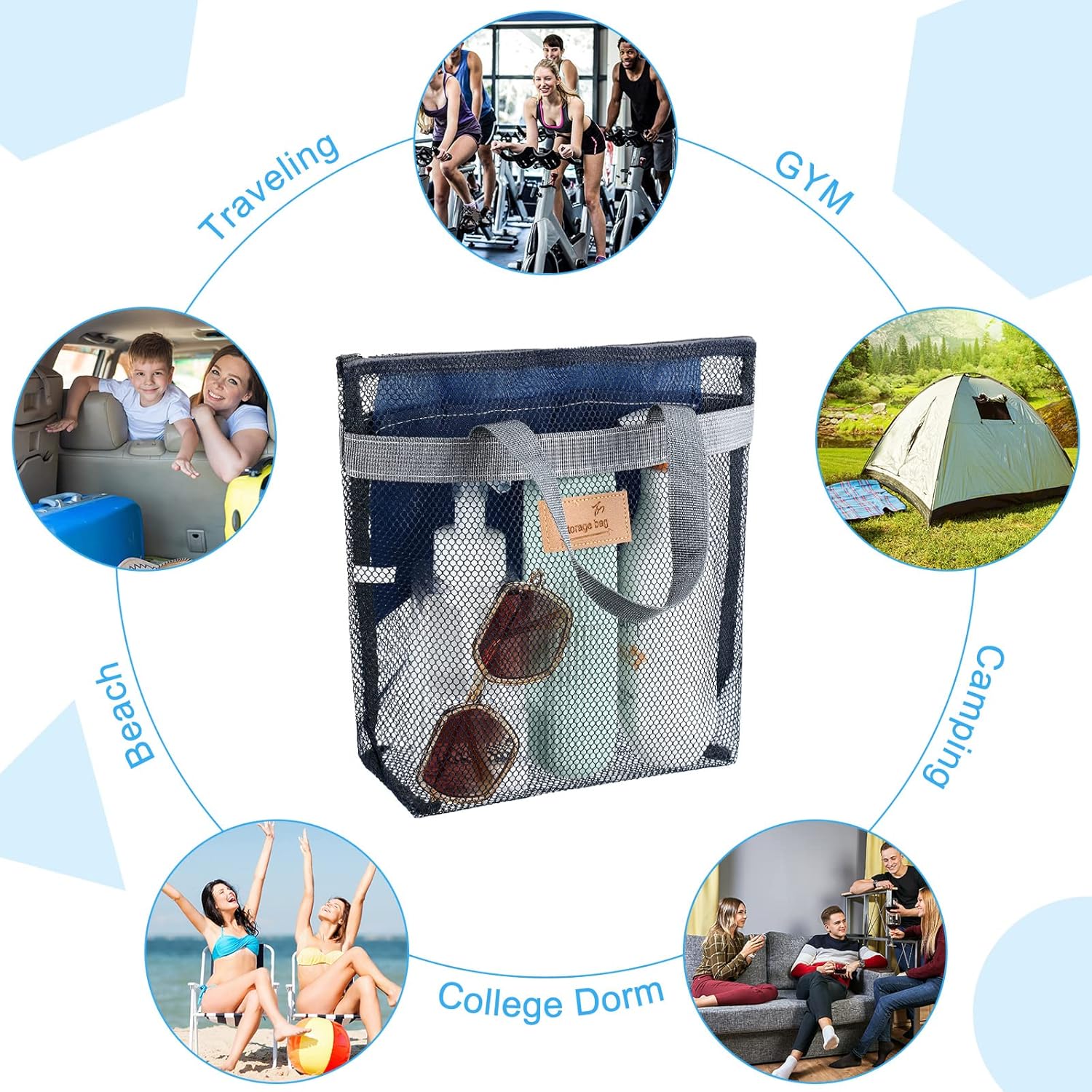 Tudomro 10 Piece Mesh Shower Caddy Tote Bag
