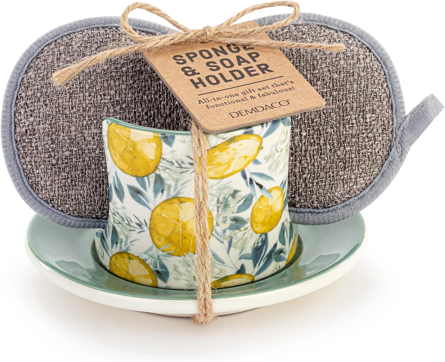 Perfect Lemon Pattern Partnered with Sponge Dish for Clean Living