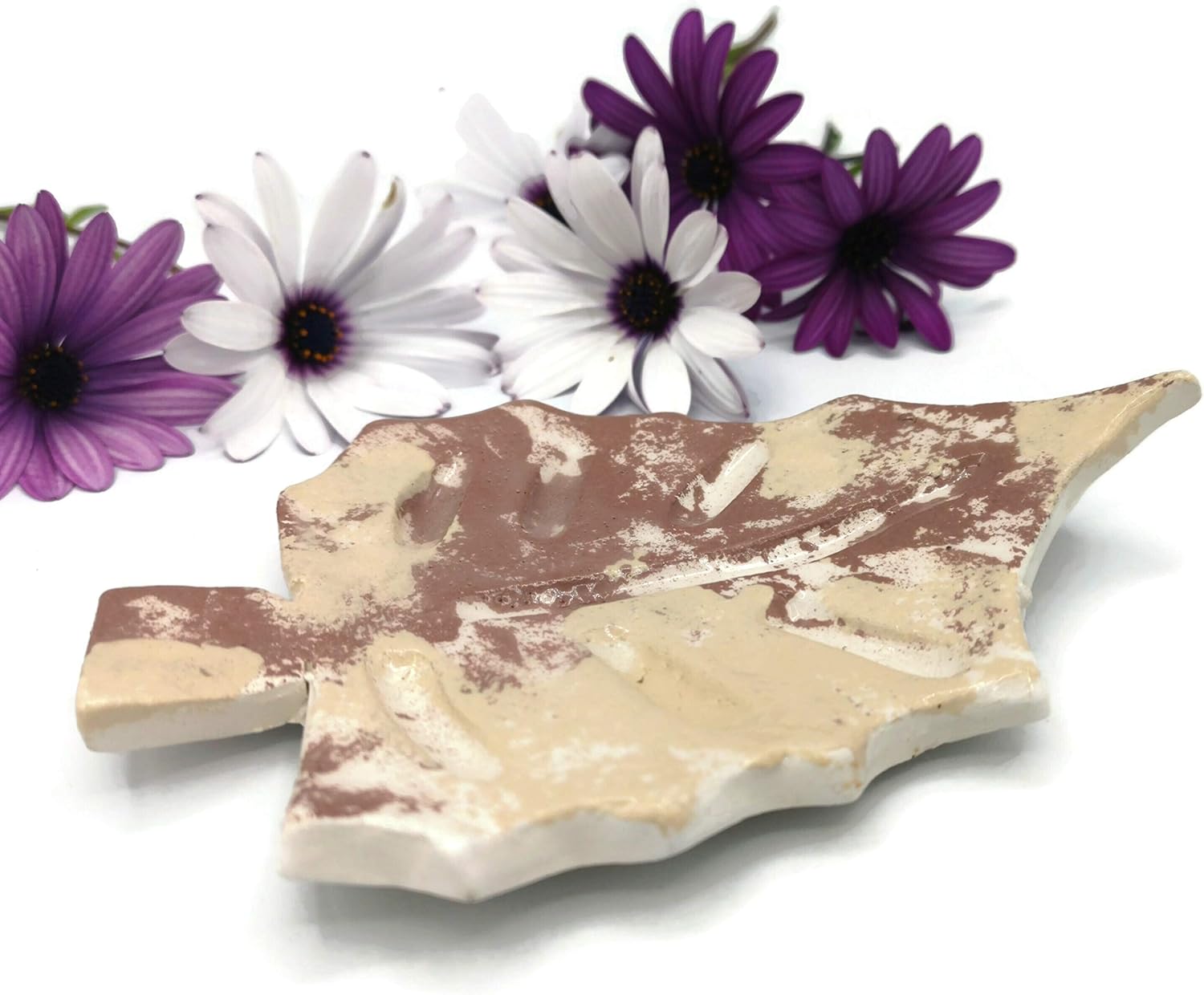 Handmade Brown Leaf Ceramic Soap Dish for Bar Soap AutumnSoapHolder
