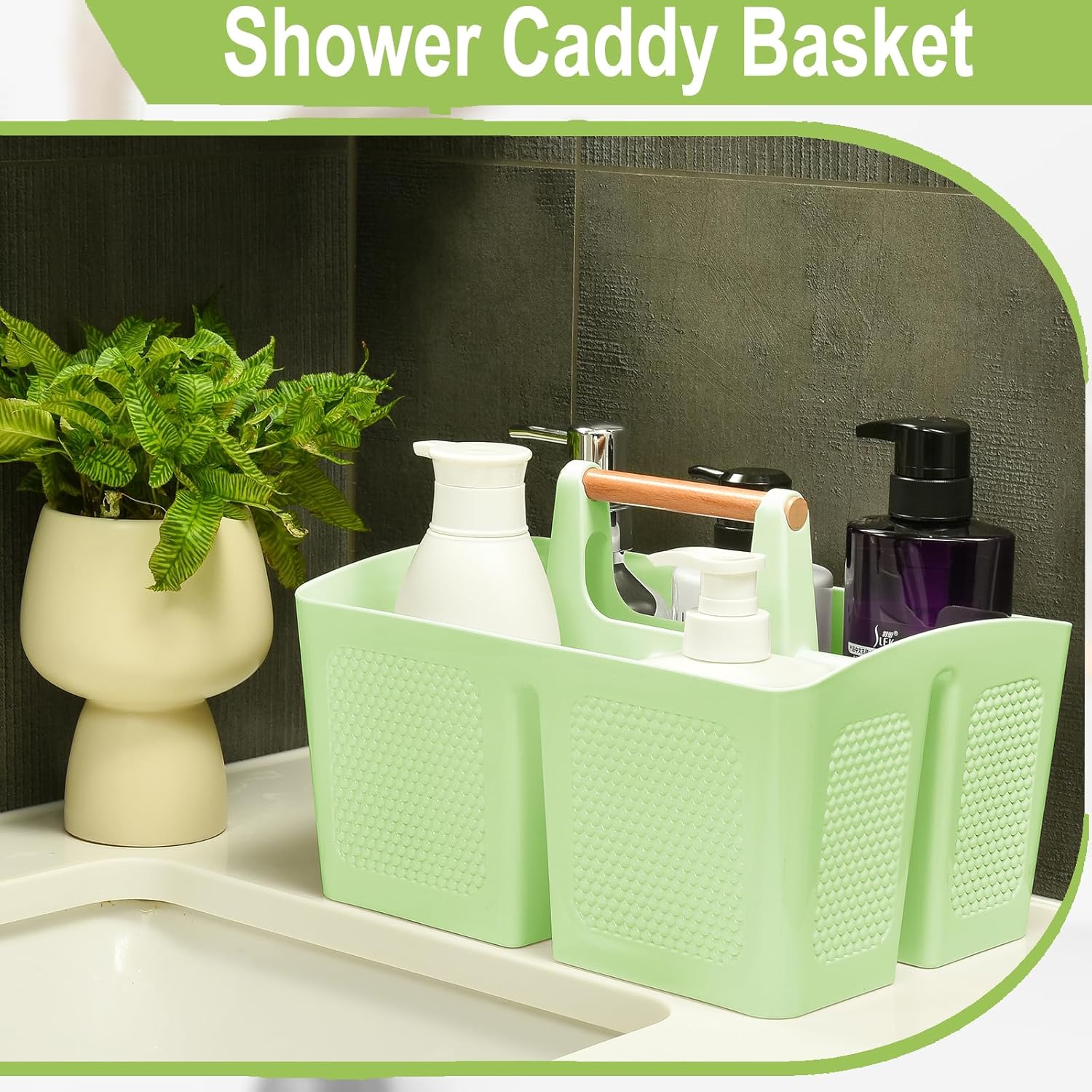 Haundry 3 Compartment Shower Caddy Organizer with Handle Portable Bathroom Essential Organizer